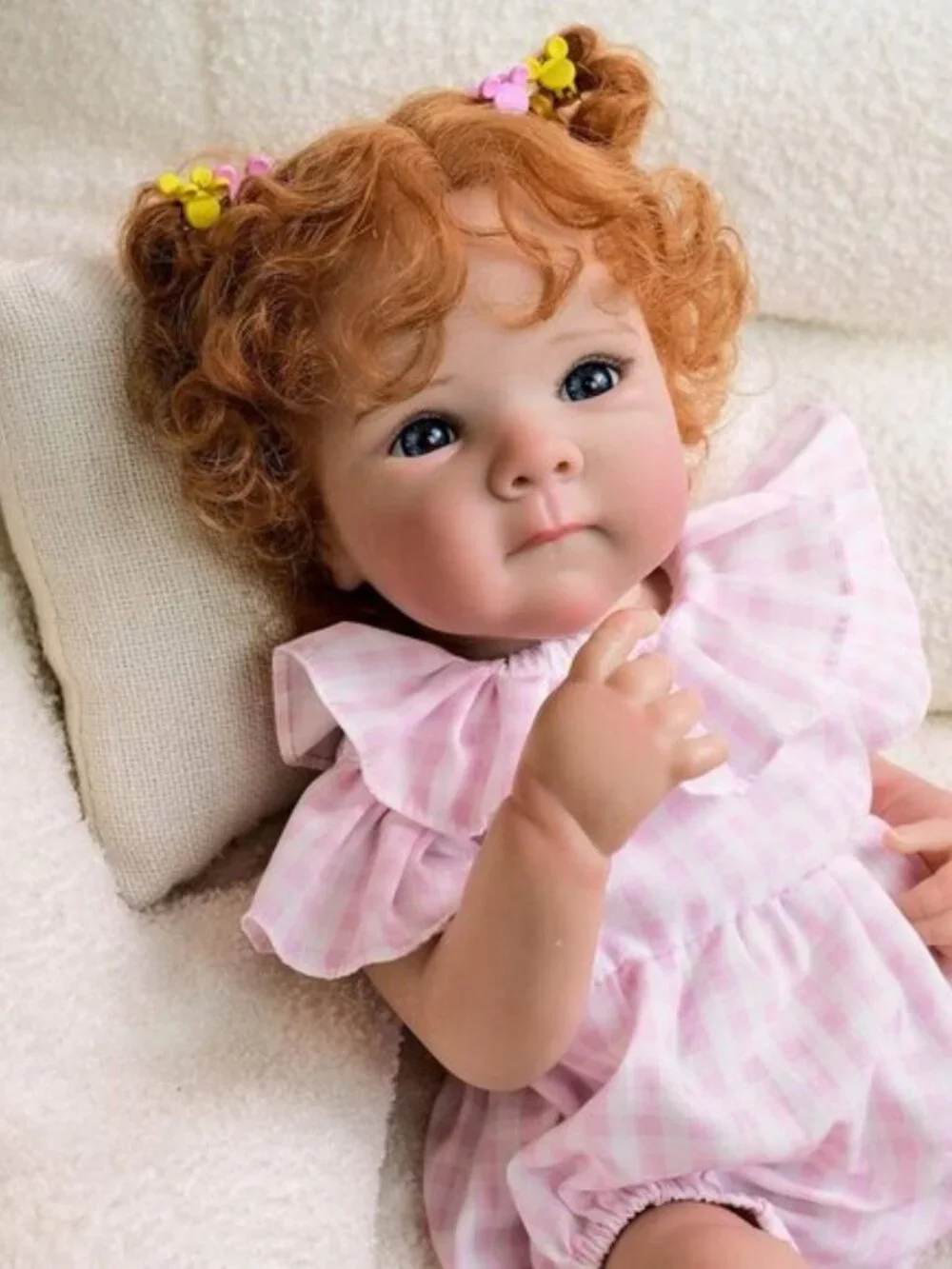 18 Inch Lifelike Red Hair Reborn Newborn Girl Doll Waterproof Veins